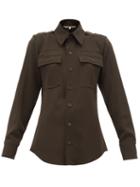 Matchesfashion.com Stella Mccartney - Wool Twill Military Shirt - Womens - Dark Green