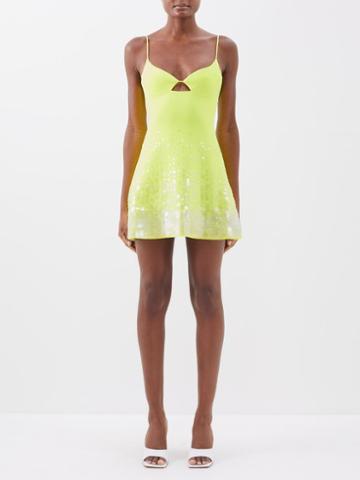 David Koma - Paillette-embellished Cady Mini Dress - Womens - Neon Yellow