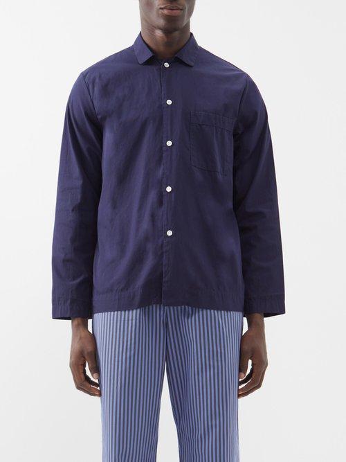Tekla - Organic-cotton Poplin Pyjama Top - Mens - Navy