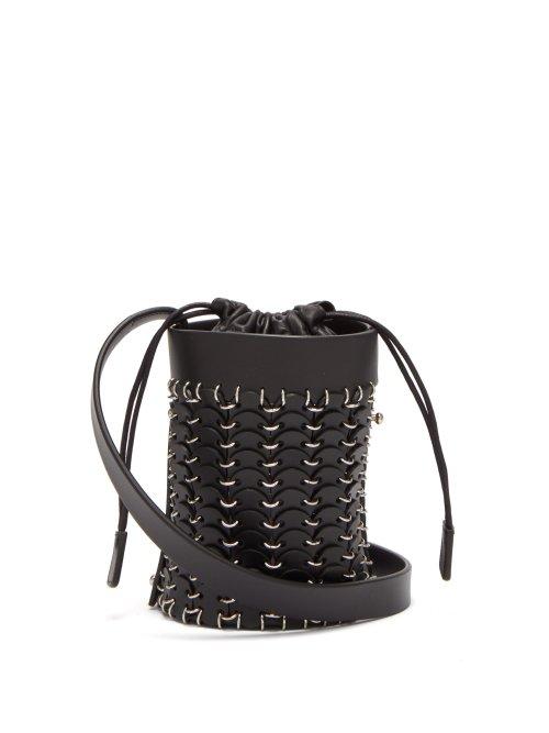 Matchesfashion.com Paco Rabanne - Mini Link Embellished Woven Leather Bucket Bag - Womens - Black