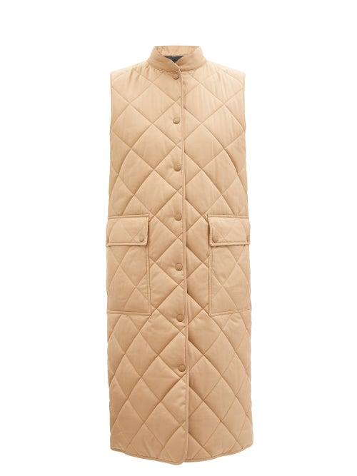 Burberry - Coldblow Long Quilted Cotton Gilet - Womens - Camel