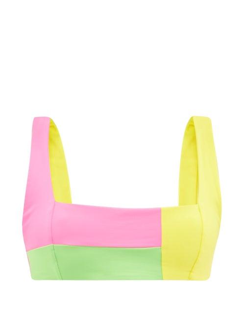 Mara Hoffman - Meli Square-neck Recycled-fibre Bikini Top - Womens - Pink Multi