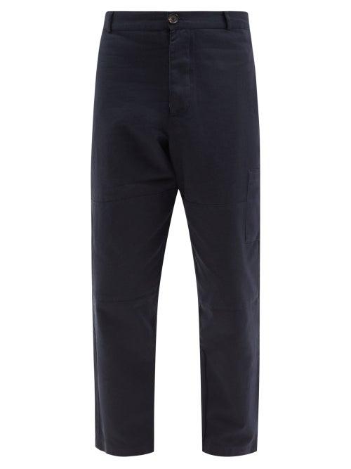 Matchesfashion.com Oliver Spencer - Judo Cotton-twill Straight-leg Trousers - Mens - Navy