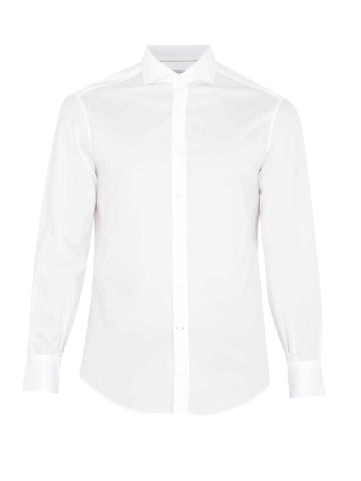 Brunello Cucinelli Spread-collar Single-cuff Cotton Shirt