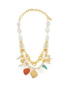 Matchesfashion.com Lizzie Fortunato - Seascape Pearl And Gold-plated Charm Necklace - Womens - Multi