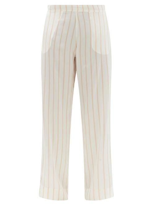 Ladies Lingerie Asceno - London Striped Sandwashed-silk Pyjama Trousers - Womens - Pink Stripe