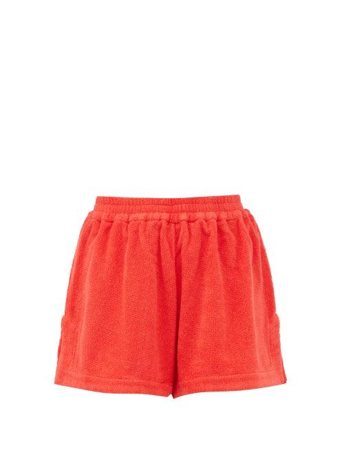 Matchesfashion.com Terry - Estate High-rise Cotton-terry Shorts - Womens - Red