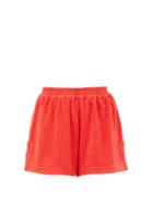 Matchesfashion.com Terry - Estate High-rise Cotton-terry Shorts - Womens - Red