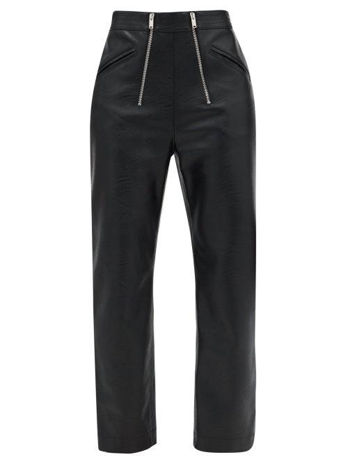 Matchesfashion.com Stella Mccartney - Double-zip Faux-leather Straight-leg Trousers - Womens - Black
