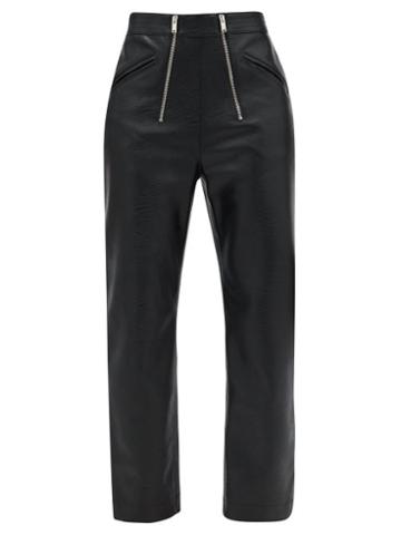 Matchesfashion.com Stella Mccartney - Double-zip Faux-leather Straight-leg Trousers - Womens - Black