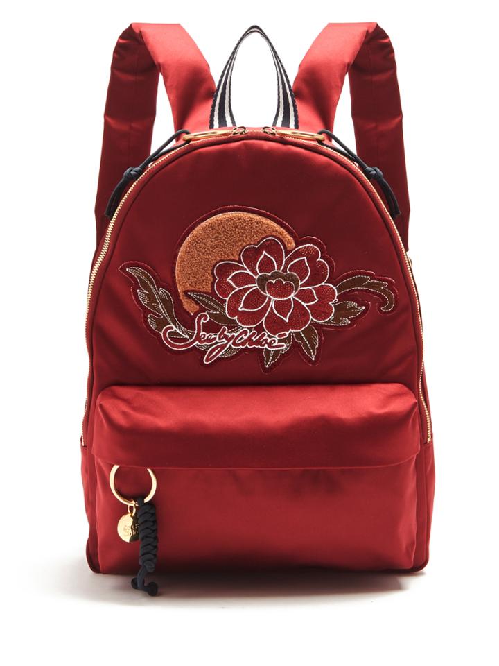See By Chloé Andy Embroidered Satin Backpack