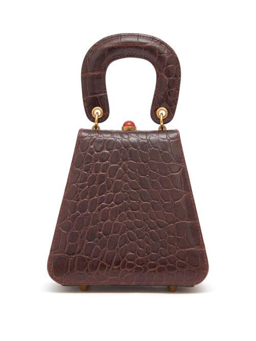 Matchesfashion.com Staud - Kenny Crocodile-embossed Leather Handbag - Womens - Dark Brown