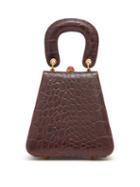 Matchesfashion.com Staud - Kenny Crocodile-embossed Leather Handbag - Womens - Dark Brown