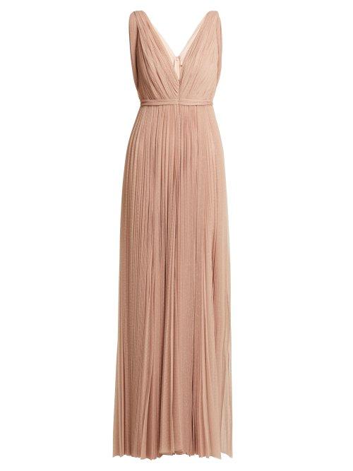 Matchesfashion.com Maria Lucia Hohan - Leona Pleated Polka Dot Tulle Gown - Womens - Nude