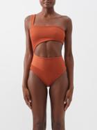 Haight - Lu One-shoulder Cutout Swimsuit - Womens - Copper