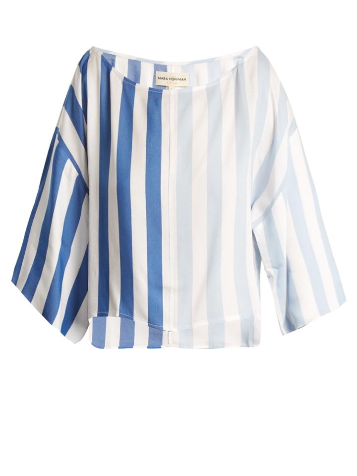 Mara Hoffman Sophia Off-the-shoulder Striped Cropped Top