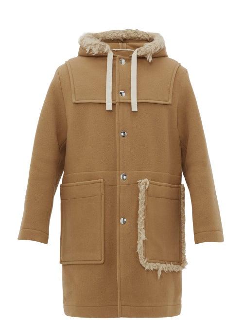 Matchesfashion.com Acne Studios - Orvon Faux Shearling Trimmed Wool Blend Coat - Mens - Camel