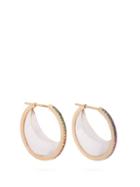 Matchesfashion.com Noor Fares - Spiral Moon Rainbow Grey Gold Earrings - Womens - Multi