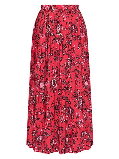 Matchesfashion.com Erdem - Nolana Pleated Floral-print Crepe Skirt - Womens - Red Print