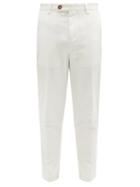 Mens Rtw Brunello Cucinelli - Cotton-twill Cropped Slim-leg Trousers - Mens - White