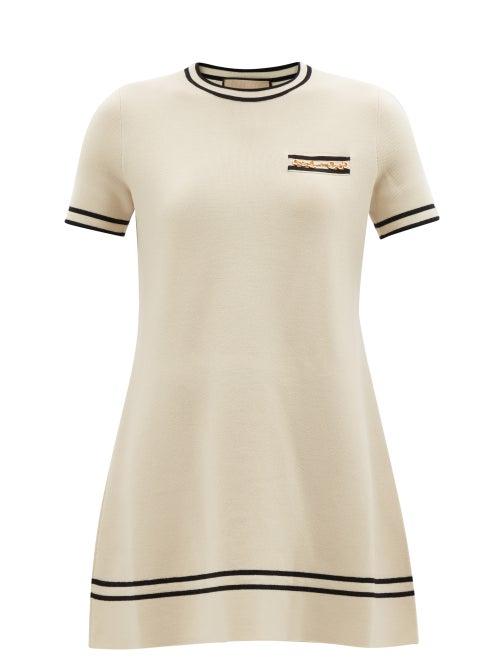 Gucci - Horsebit-embellished Wool-jersey Dress. - Womens - Ivory