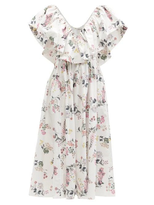Ladies Rtw Emilia Wickstead - Jarvis Floral-print Organic-cotton Midi Dress - Womens - Pink White