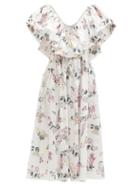 Ladies Rtw Emilia Wickstead - Jarvis Floral-print Organic-cotton Midi Dress - Womens - Pink White