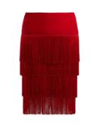 Matchesfashion.com Norma Kamali - Fringed Tiered Skirt - Womens - Red