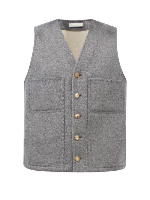 Umit Benan B+ - Patch-pocket Felted Wool-blend Gilet - Mens - Dark Grey