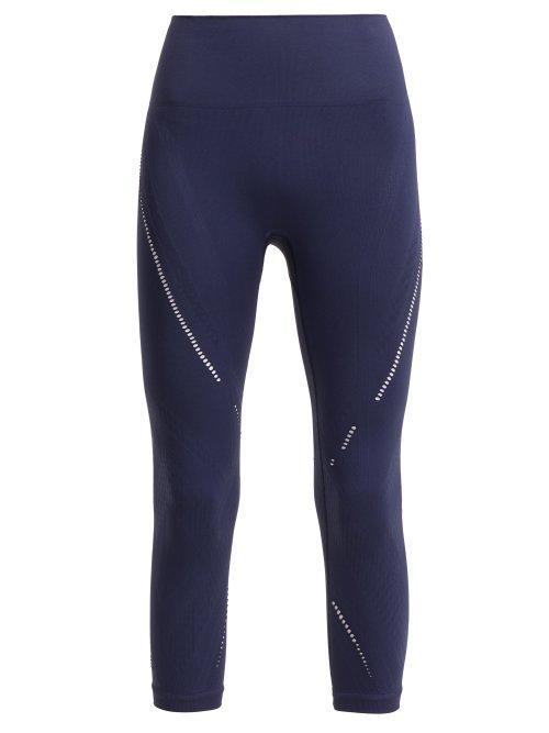 Matchesfashion.com Pepper & Mayne - Lily Jacquard Compression Performance Leggings - Womens - Navy