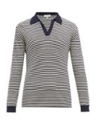 Matchesfashion.com Odyssee - Breton Striped Long Sleeve Cotton Polo Shirt - Mens - Navy Multi