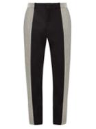 Matchesfashion.com Alexander Mcqueen - Colour-block Wool And Mohair-blend Suit Trousers - Mens - Black