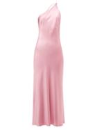 Matchesfashion.com Galvan - Roxy One Shoulder Silk Satin Dress - Womens - Pink