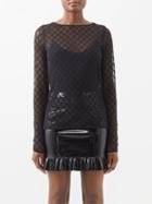 Gucci - Gg-embroidered Tulle Top - Womens - Black