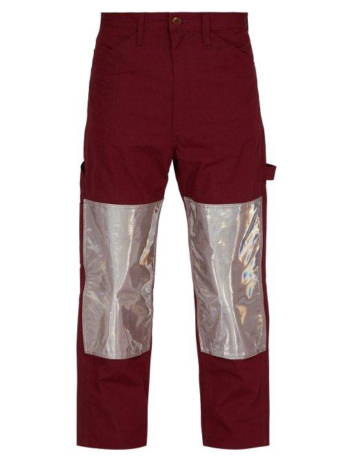 Matchesfashion.com Junya Watanabe - Reflective Panel Cotton Blend Work Trousers - Mens - Burgundy