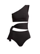 Matchesfashion.com Eres - Poker Million One Shoulder Cut Out Swimsuit - Womens - Black