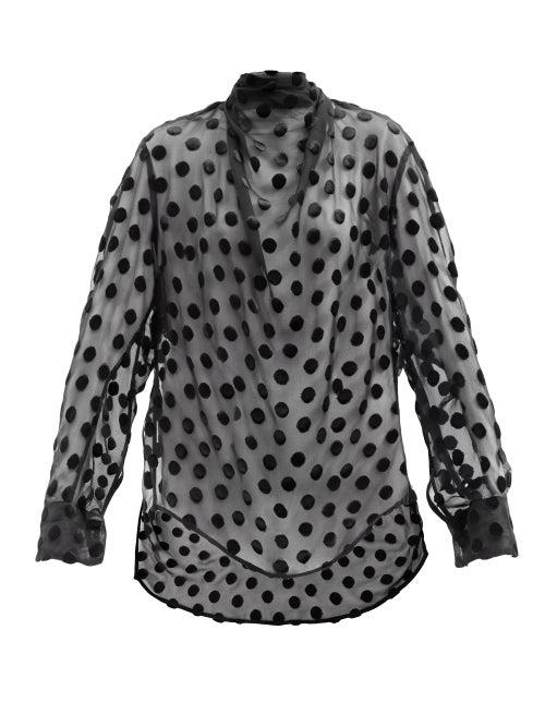 Matchesfashion.com Petar Petrov - Cadie Polka-dot Devor Silk-blend Georgette Blouse - Womens - Black