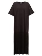 Matchesfashion.com Raey - Fringed Hem Cotton T Shirt Dress - Womens - Black