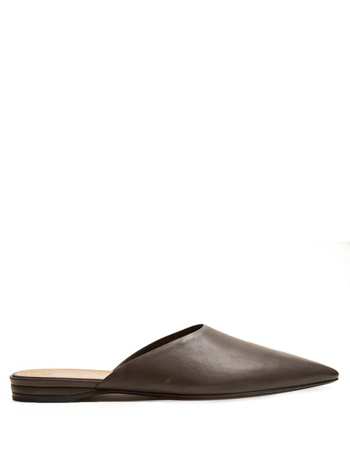 The Row Giacomo Point-toe Leather Backless Loafers