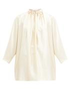 Matchesfashion.com Roksanda - Ava Braided High-neck Silk-crepe Blouse - Womens - Ivory