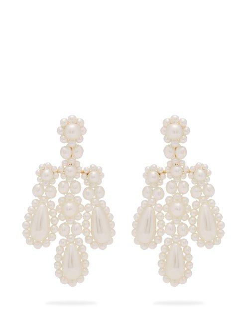 Matchesfashion.com Simone Rocha - Faux Pearl And Metal Chandelier Earrings - Womens - Pearl