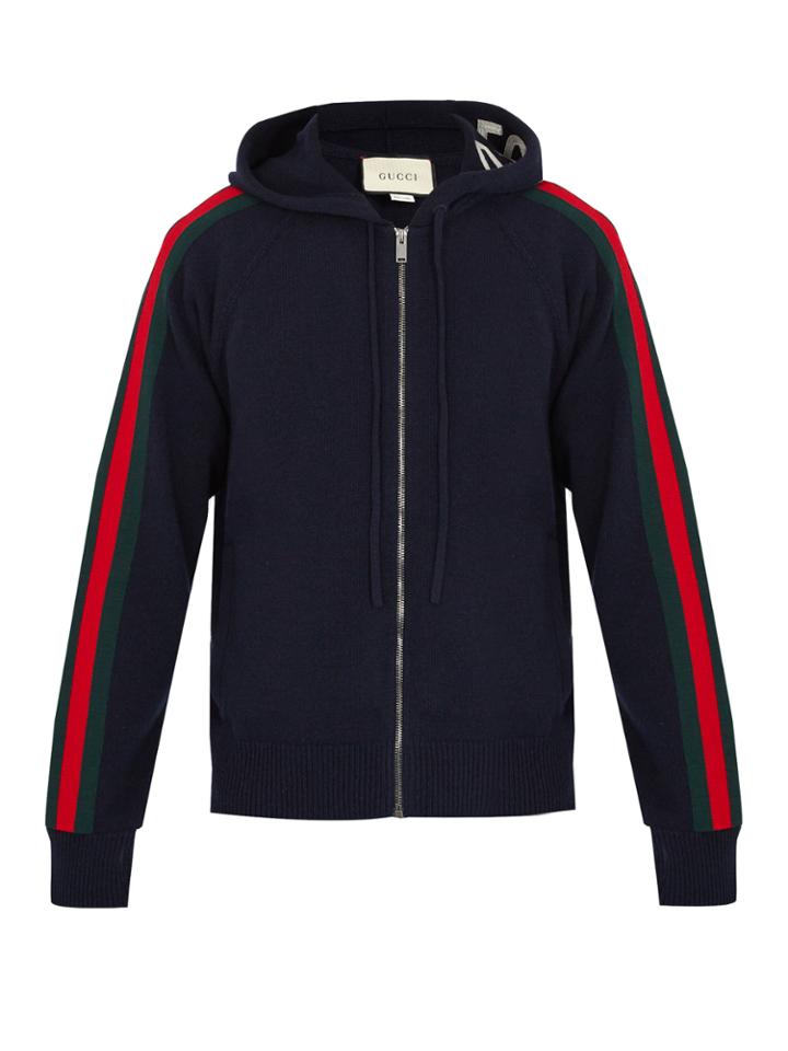 Gucci Web-trimmed Wool-blend Hooded Cardigan