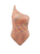 Missoni Mare - One-shoulder Ruched Swimsuit - Womens - Orange Multi