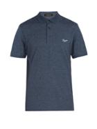Matchesfashion.com Ermenegildo Zegna - Logo Embroidered Cotton Polo Shirt - Mens - Blue