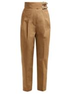 Matchesfashion.com Toga - Tapered Leg Cotton Blend Trousers - Womens - Beige