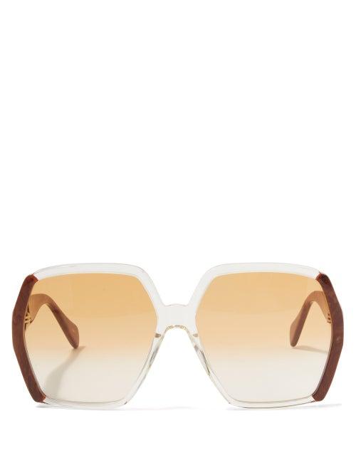 Gucci - Oversized Hexagon Tortoiseshell-acetate Sunglasses - Womens - Yellow Brown