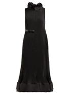 Matchesfashion.com Tibi - Belted Pliss Midi Dress - Womens - Black