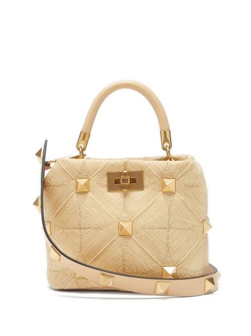 Valentino Garavani - Roman Stud Faux-raffia Bag - Womens - Cream