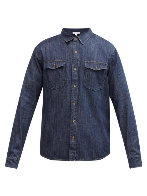Matchesfashion.com Frame - Patch Pocket Denim Shirt - Mens - Dark Blue