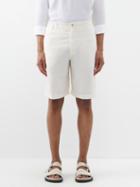 120 Lino 120% Lino - Flat-front Linen Shorts - Mens - Natural